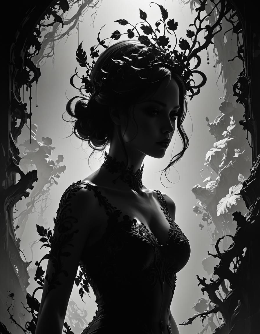 Silhouette of a Woman in Light and Shadow