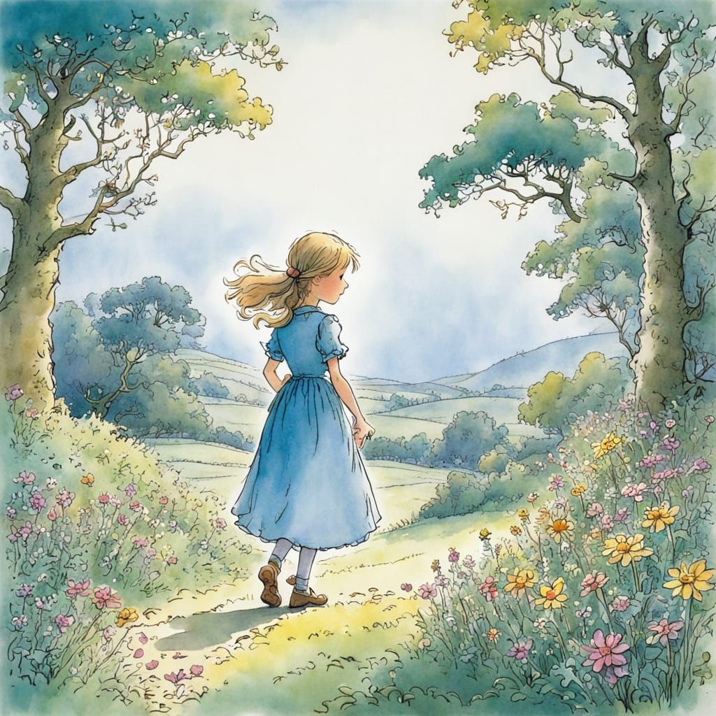 Colorful Cartoon Girl in Whimsical Style