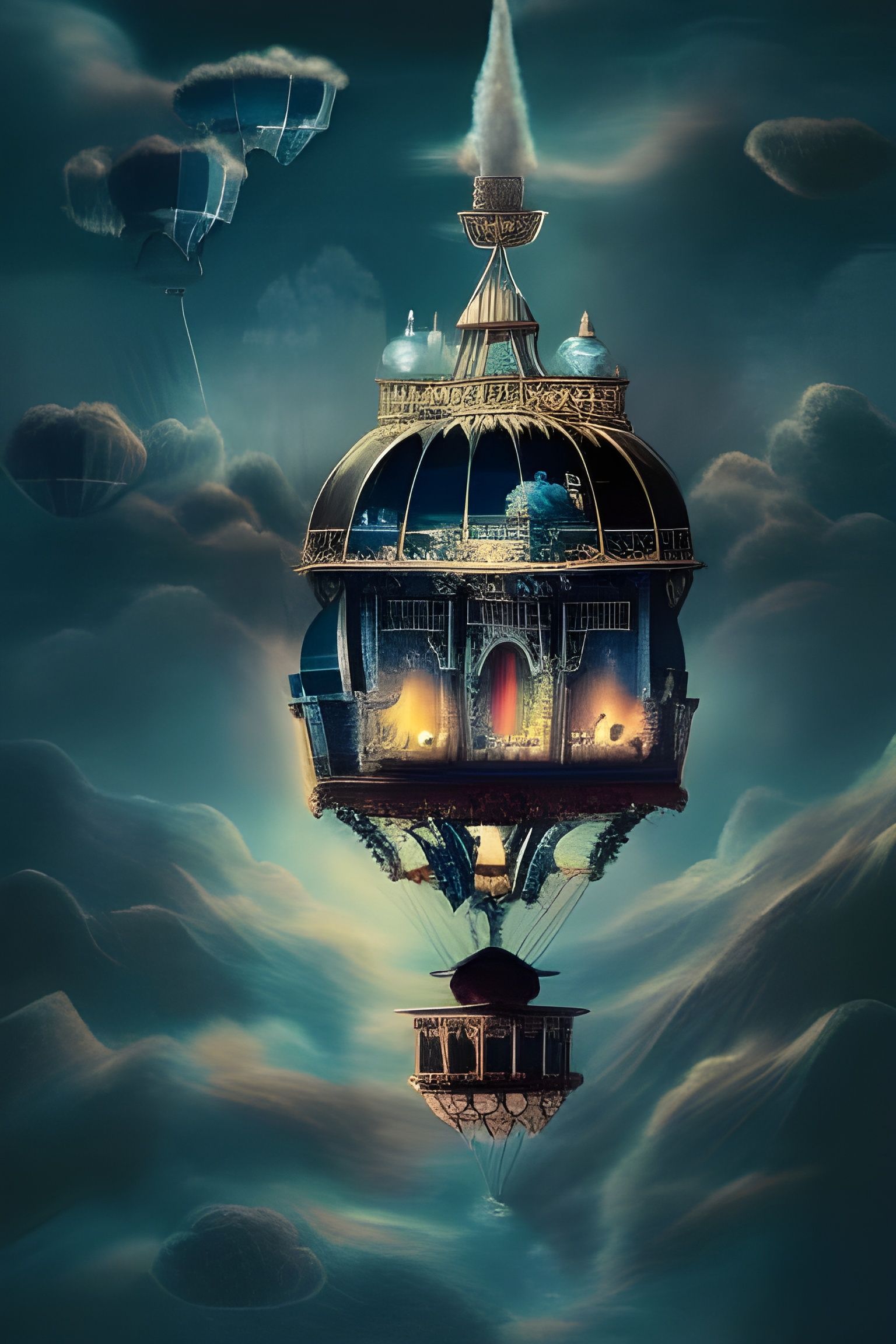 Victorian steampunk hot air balloon