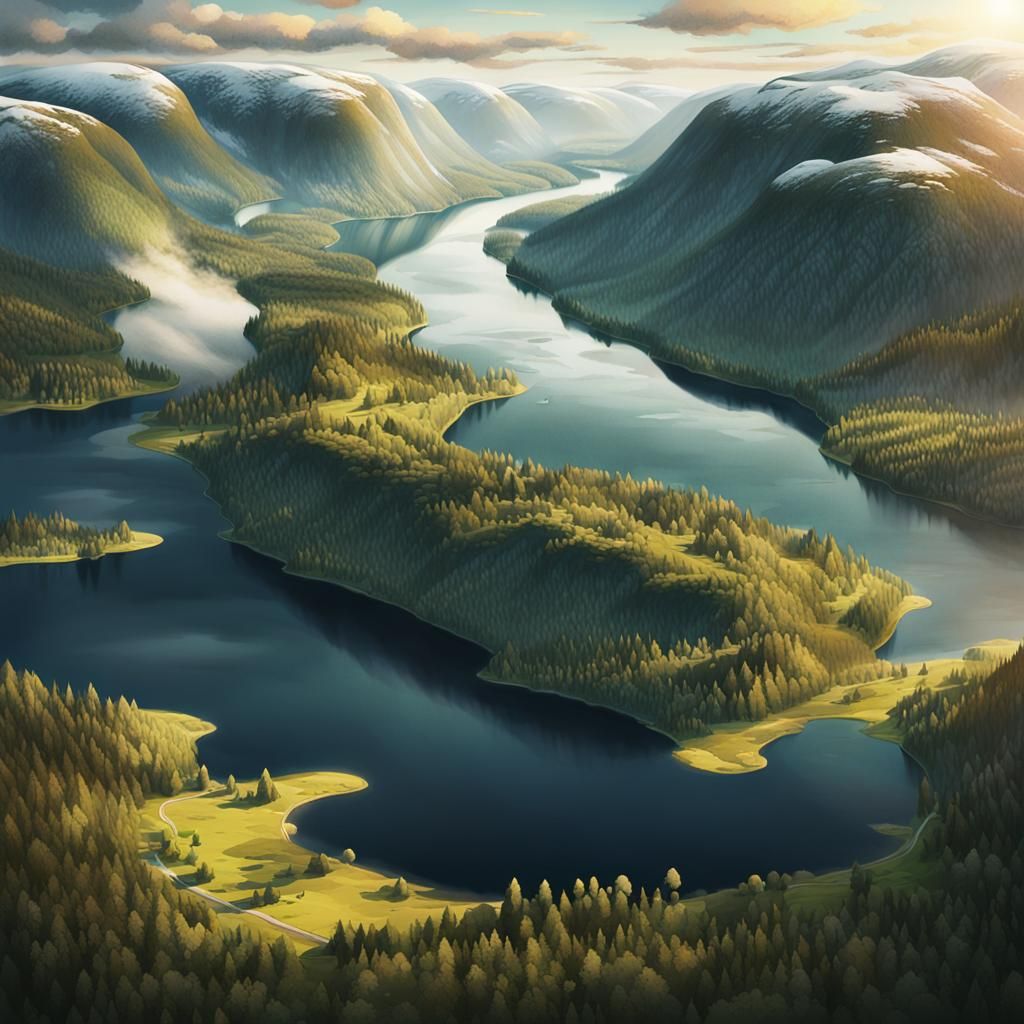 Serene Norway Landscape in Golden Hour Light