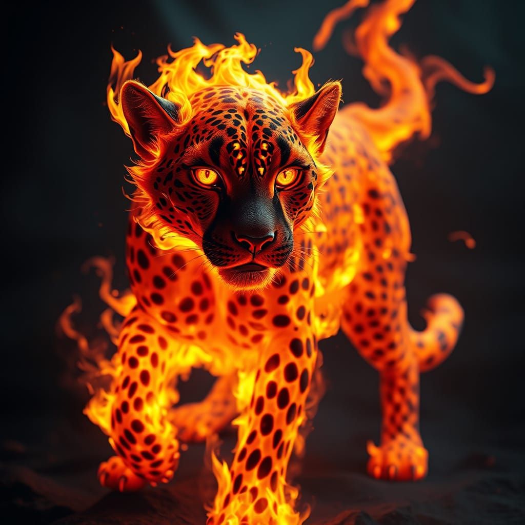 Fiery Cheetah Blazes with Inner Intensity