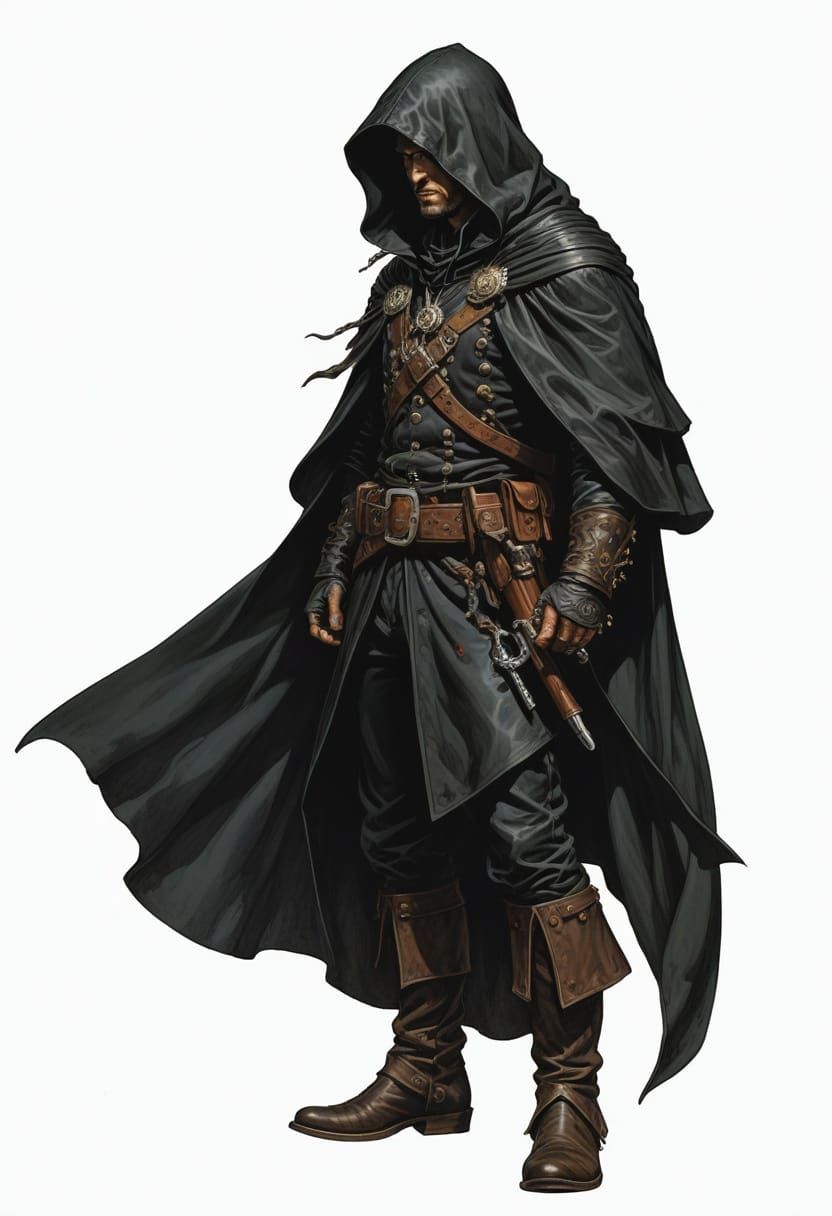 Sinister Assassin in 18th Century Attire, Heroic Fantasy Sty...