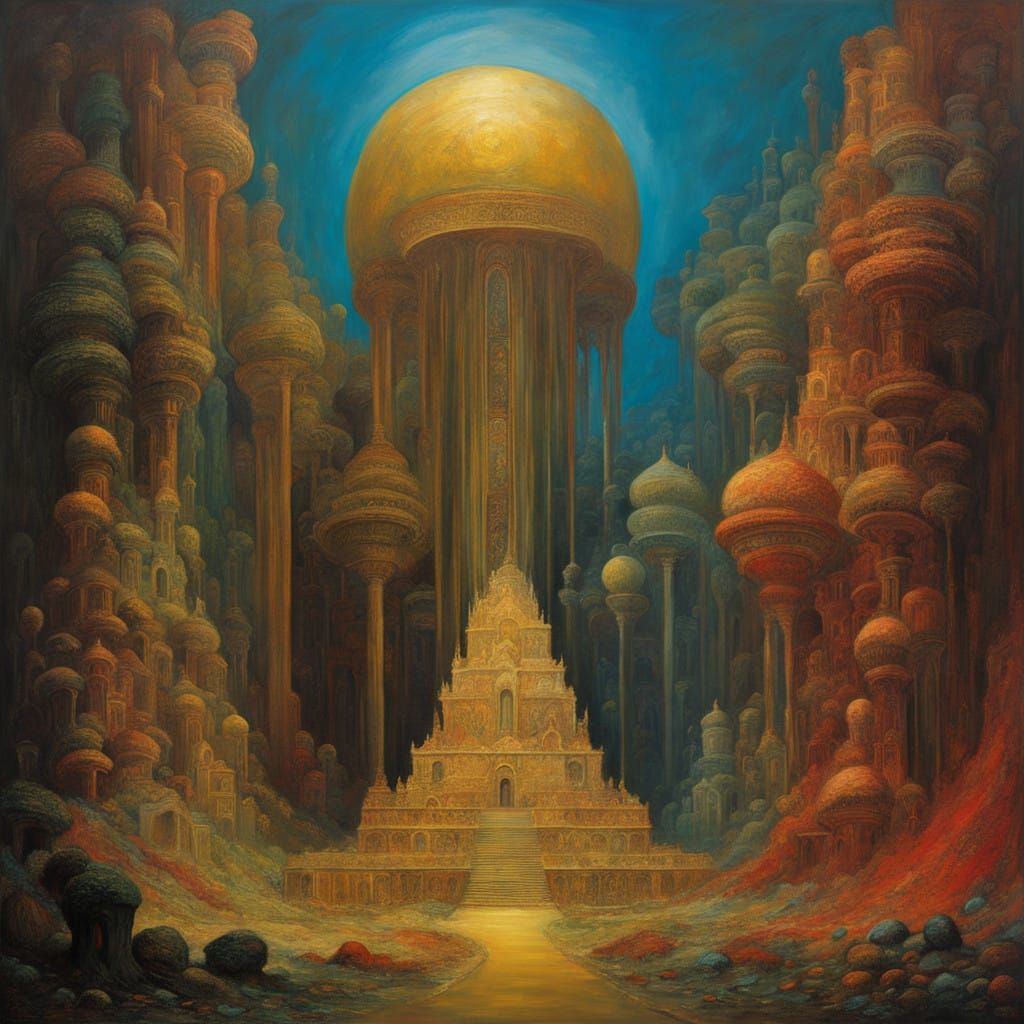 Gothic Rococo Dreamscape in Vibrant Impasto Style