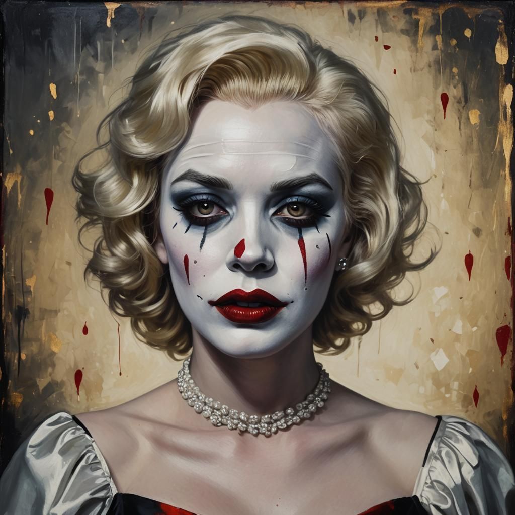 Melancholic Marilyn Monroe Clown Portrait