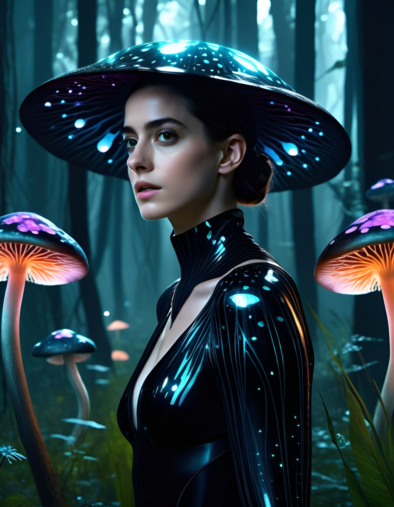 Mushroom Swamp Goddess Digital Illustration