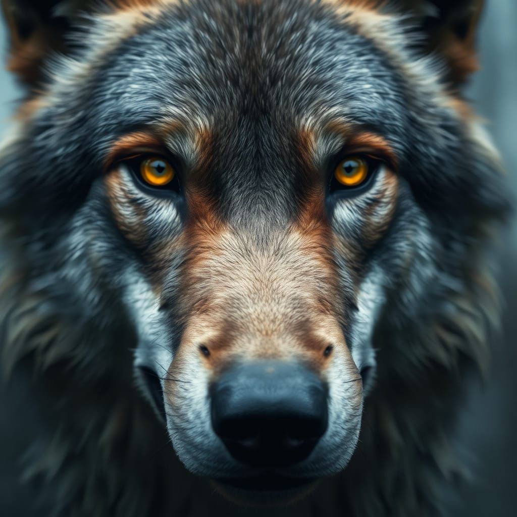 Mystical Wolf Portrait in Hyper-Realistic Style