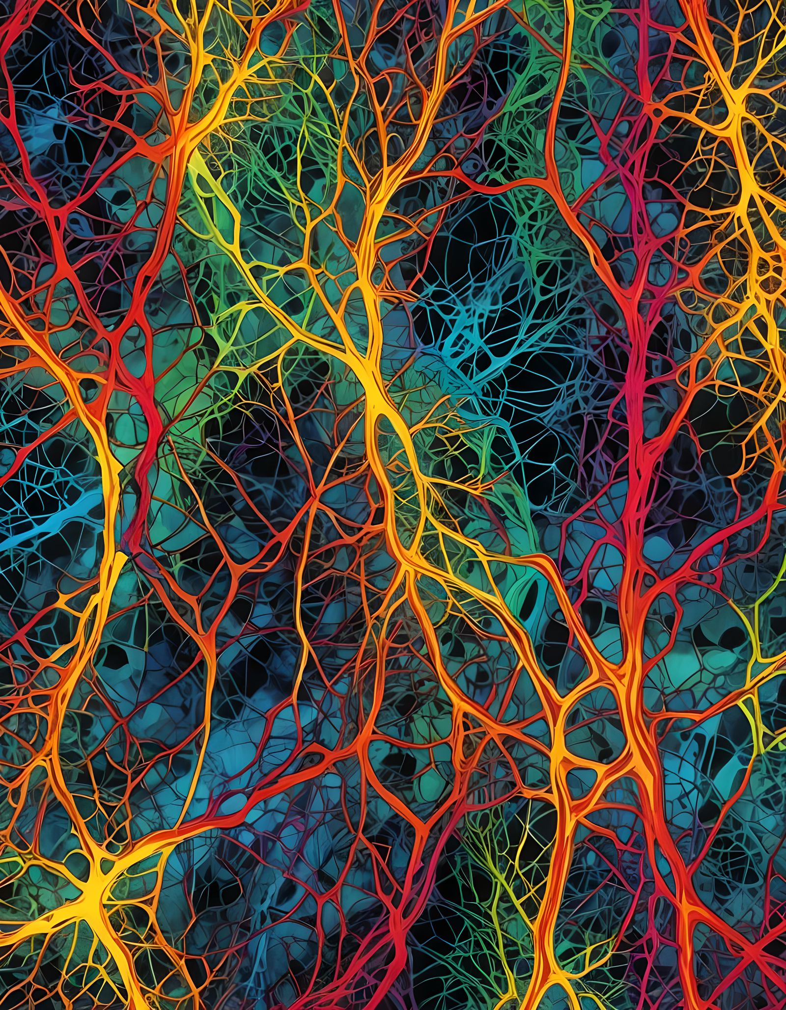 Colorful Abstract Lichtenberg Figures with Electrical Design