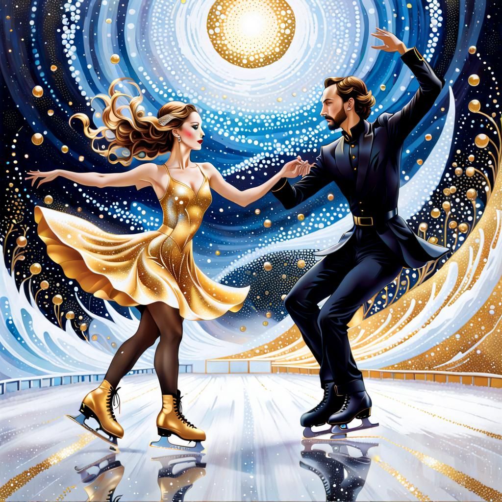 Competitive Ice Skating Dance in Art Nouveau Style