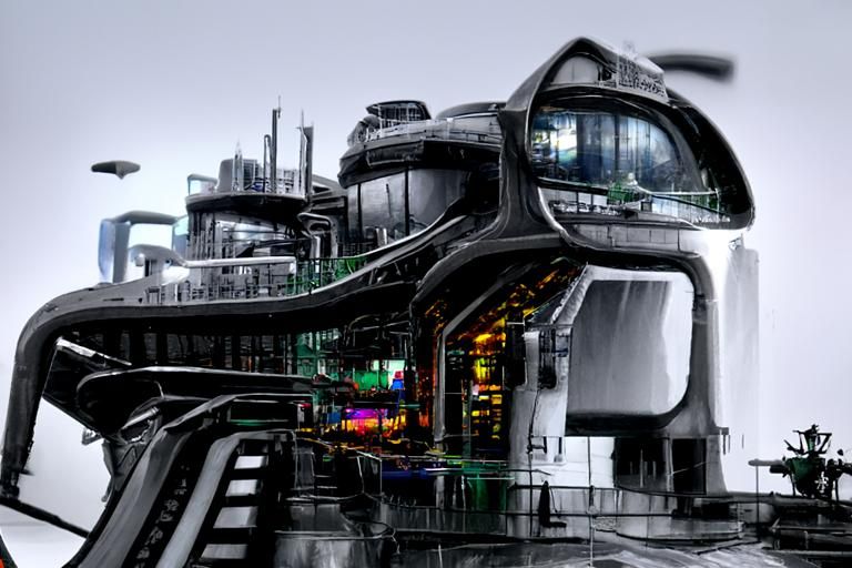 Hyperrealistic Futuristic Factory in Cinematic Style
