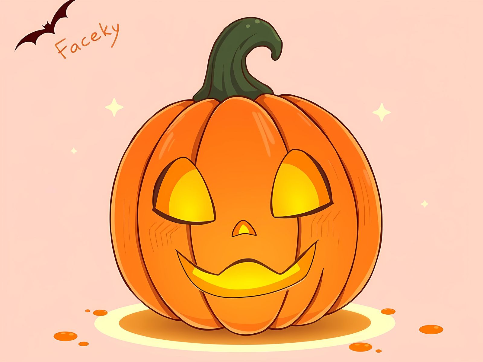 Blushing Anime-Style Jack-o'-Lantern