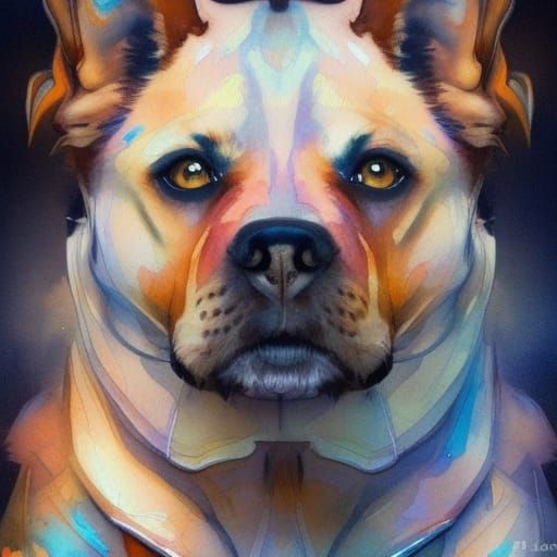 Detailed Dog Portrait in Watercolor Style