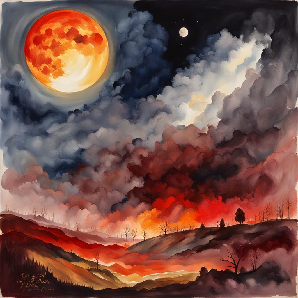 Apocalyptic Celestial Portents in Gouache Style