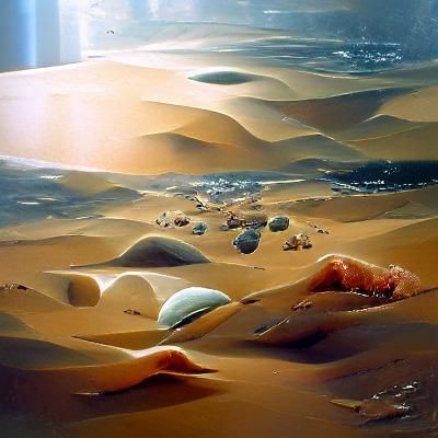 Alien Sand Wasteland in Oil Painting Style