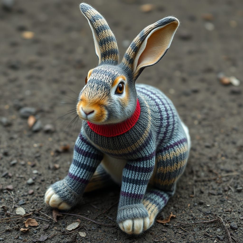 Taxidermy Sock Rabbit in Renaissance Style