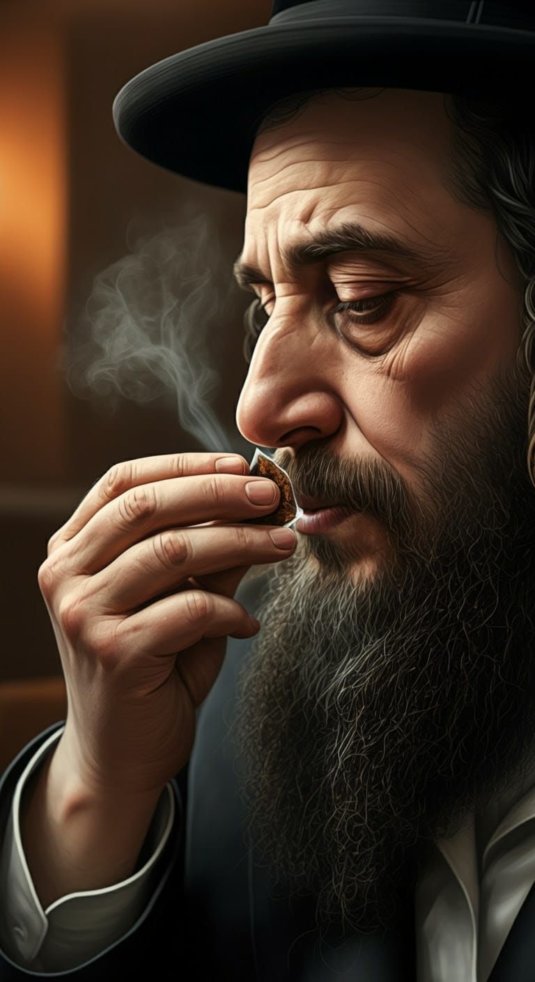 Hasidic Man Taking Snuff: Digital Comic Illustration
