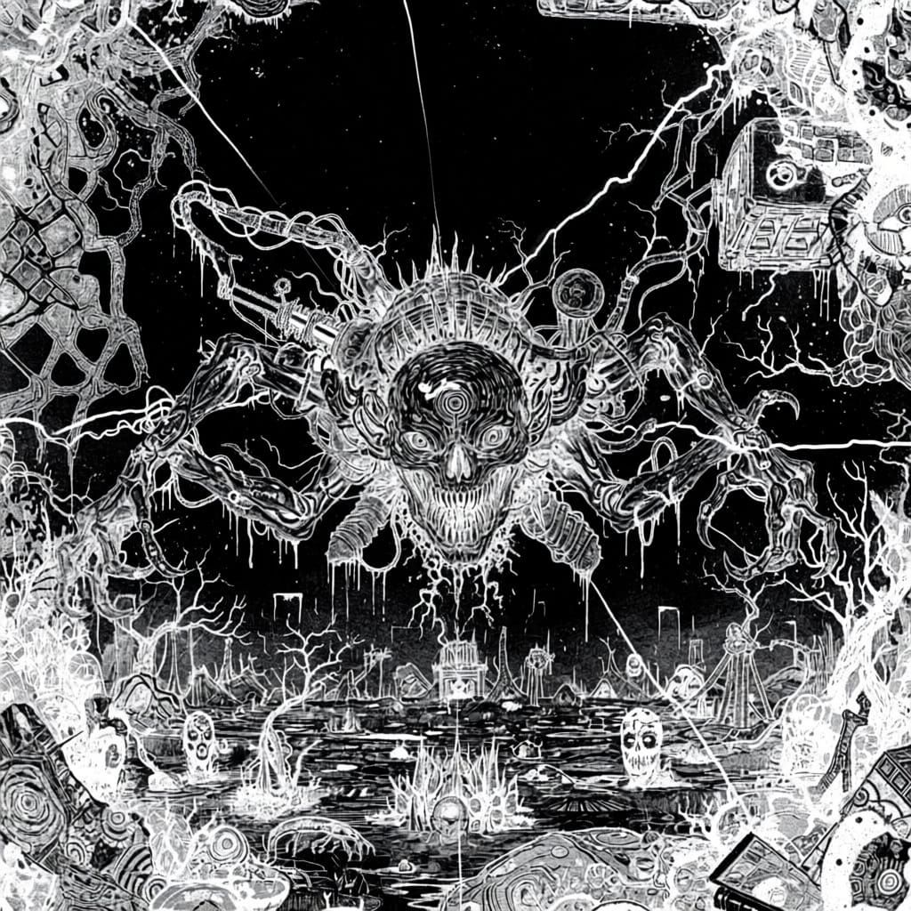 Abysscrawler: Surreal Black and White Horror Art