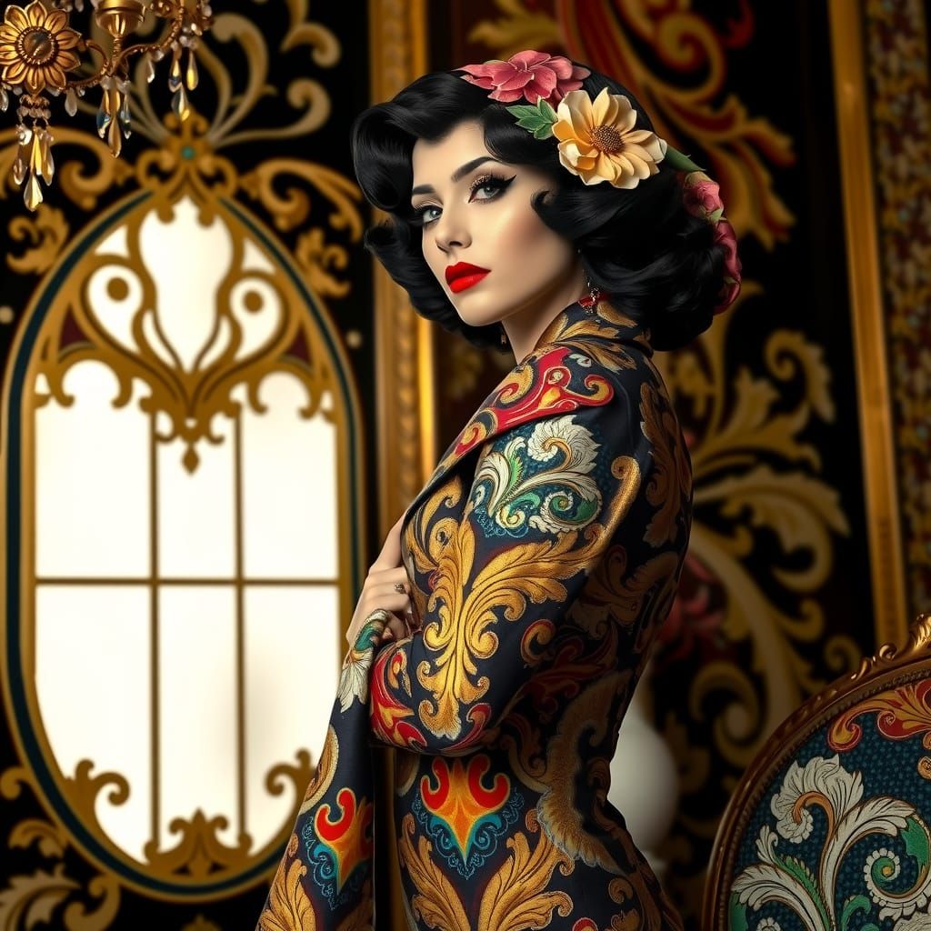 Glamorous Art Deco Goddess in Vibrant Colors