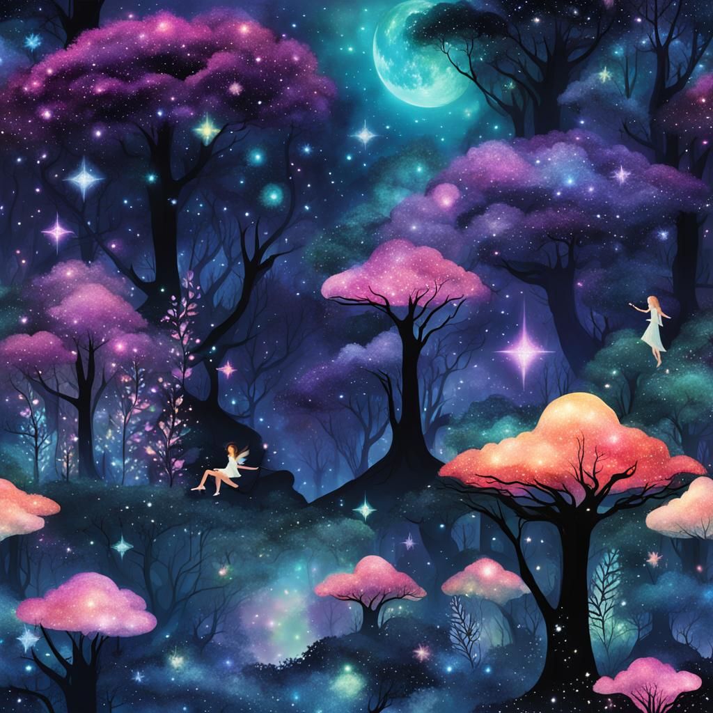 Nebula Enchanted Forest with Fairies