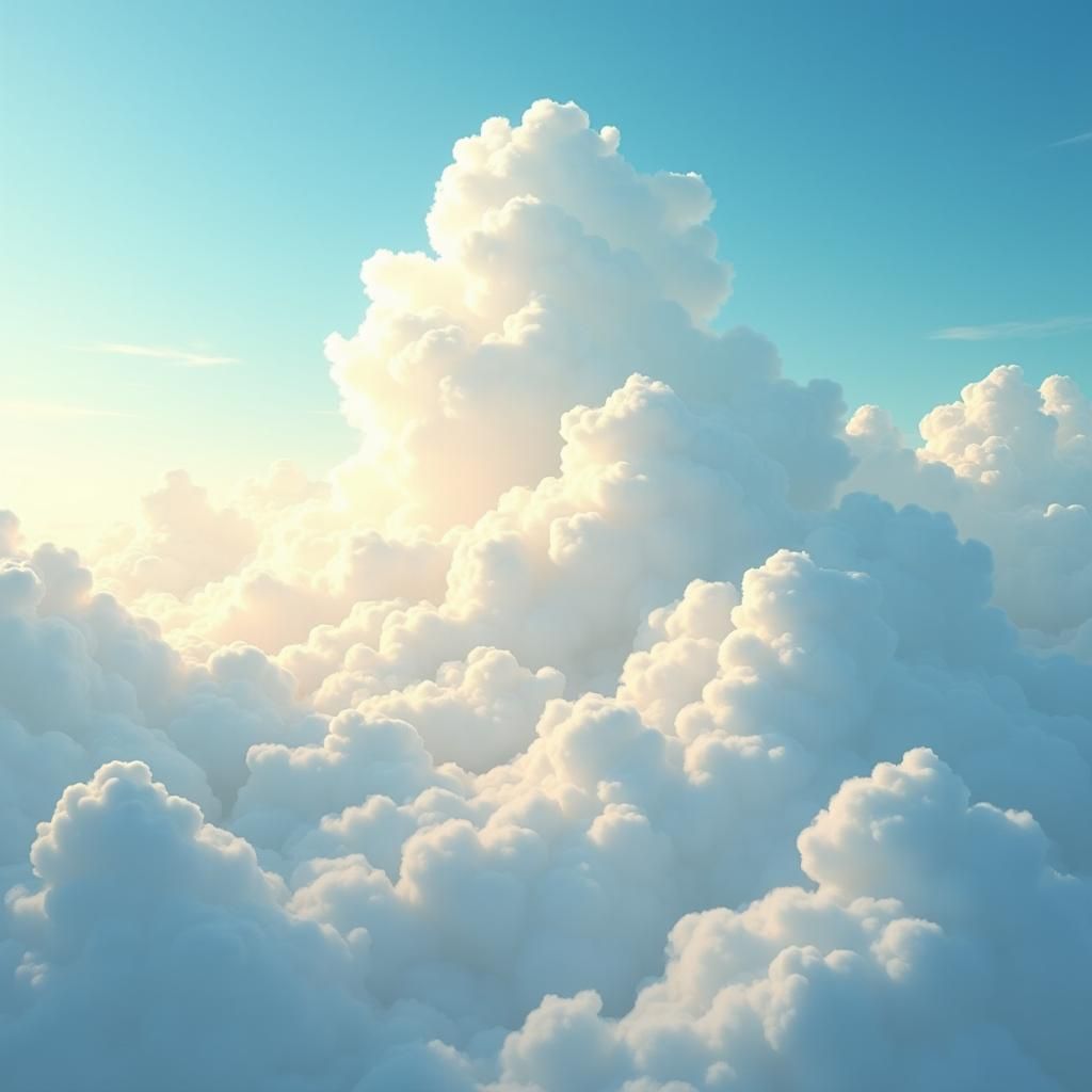 Radiant Sky: Fluffy Clouds in a Cerulean Expanse