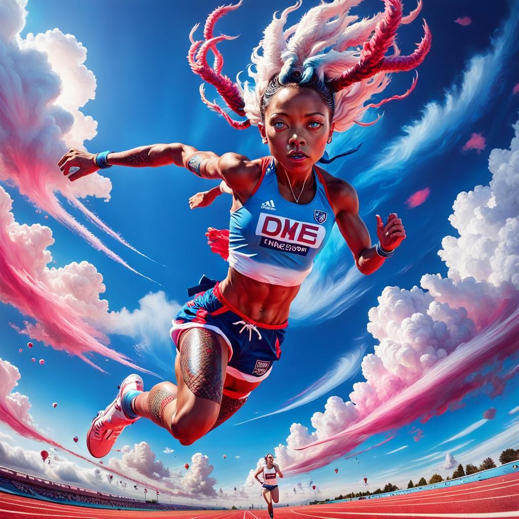 Cheetah Girl Races in Olympics: Detailed Digital Art