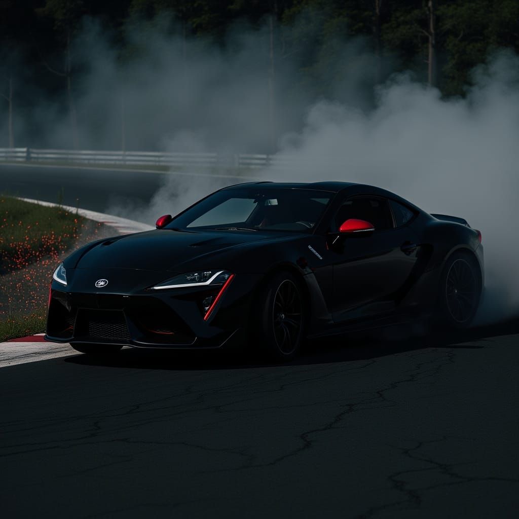 Race Car Drifting with Smoke and Sparks