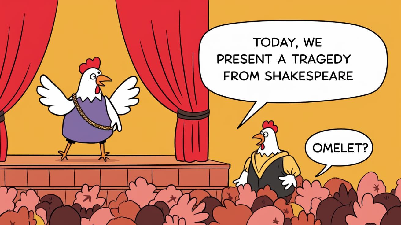 A Cartoony Chicken's Shakespearean Antics