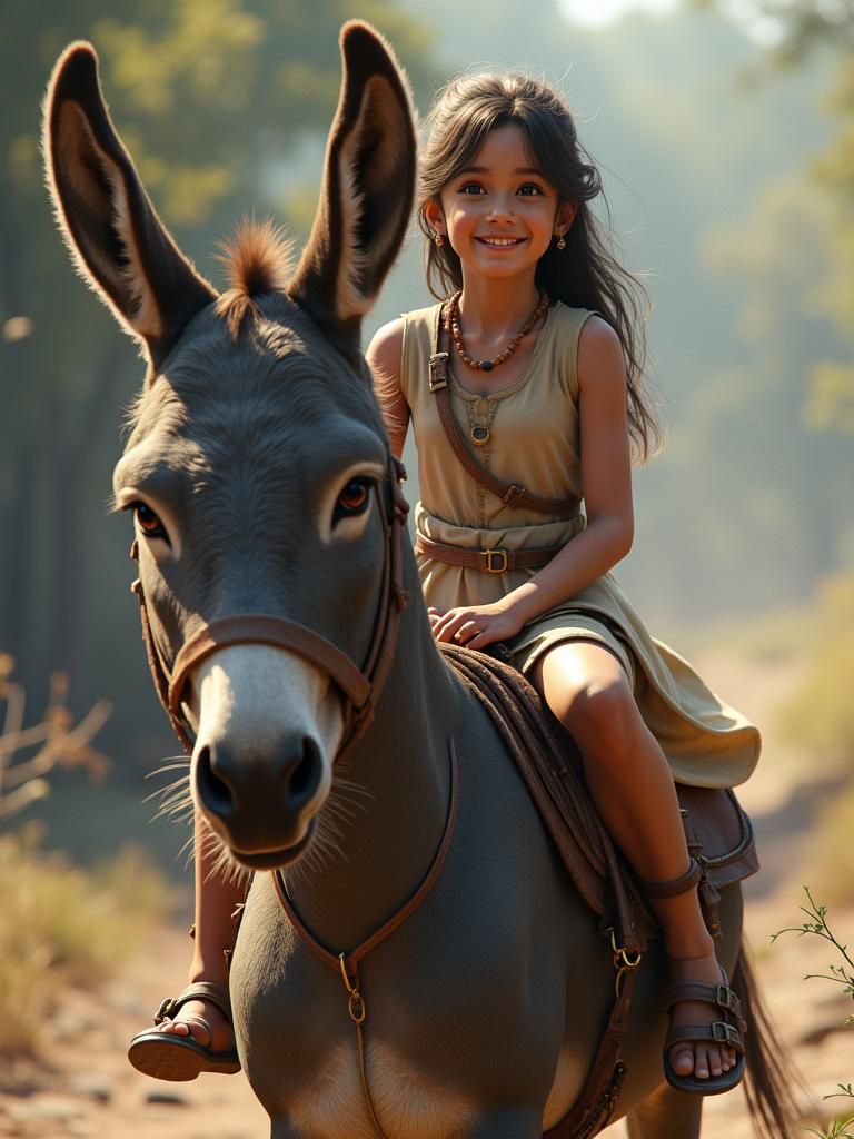 Girl on Smiling Donkey: Fantasy Concept Art