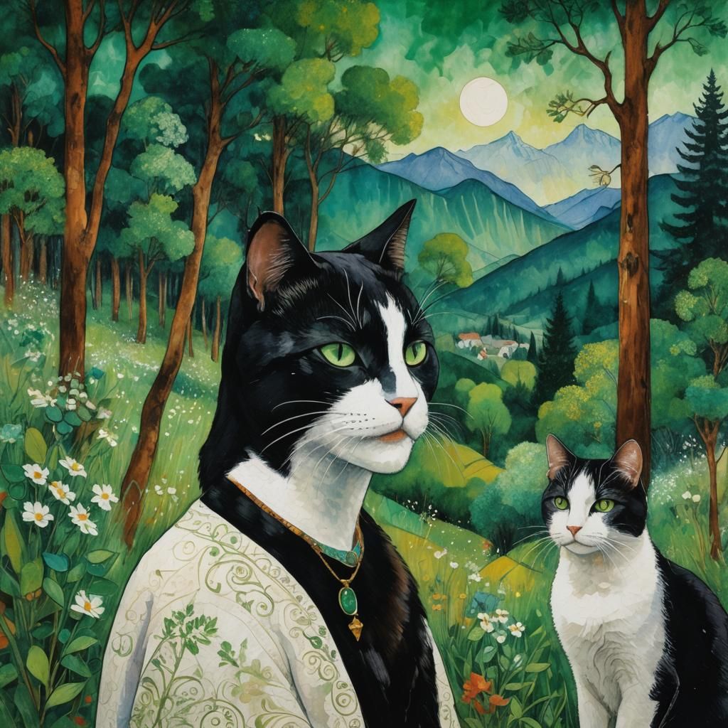 Emerald Eyed Cat, Impasto Portrait