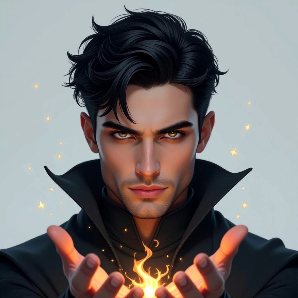 Ethereal Wizard Portrait with Dark Magic