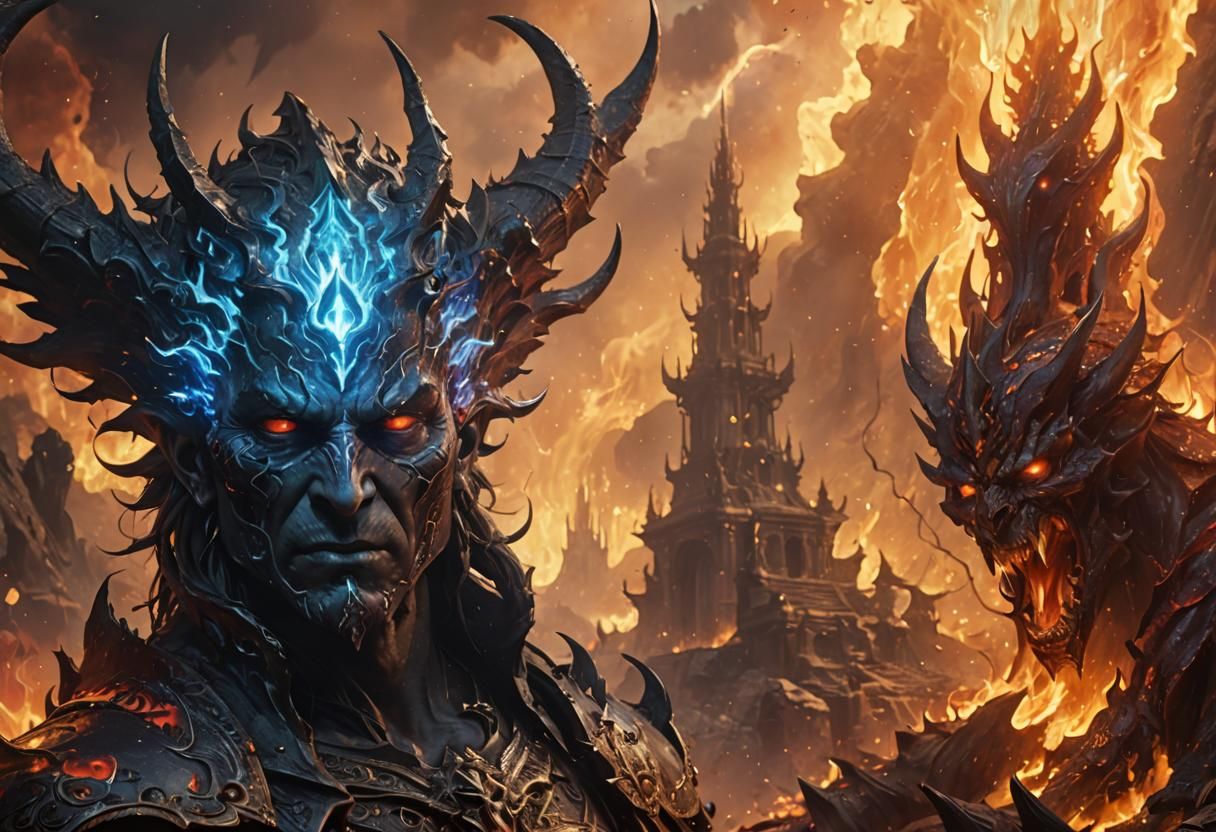 Frightening Dark Deity in Hell: Hyperrealistic Concept Art