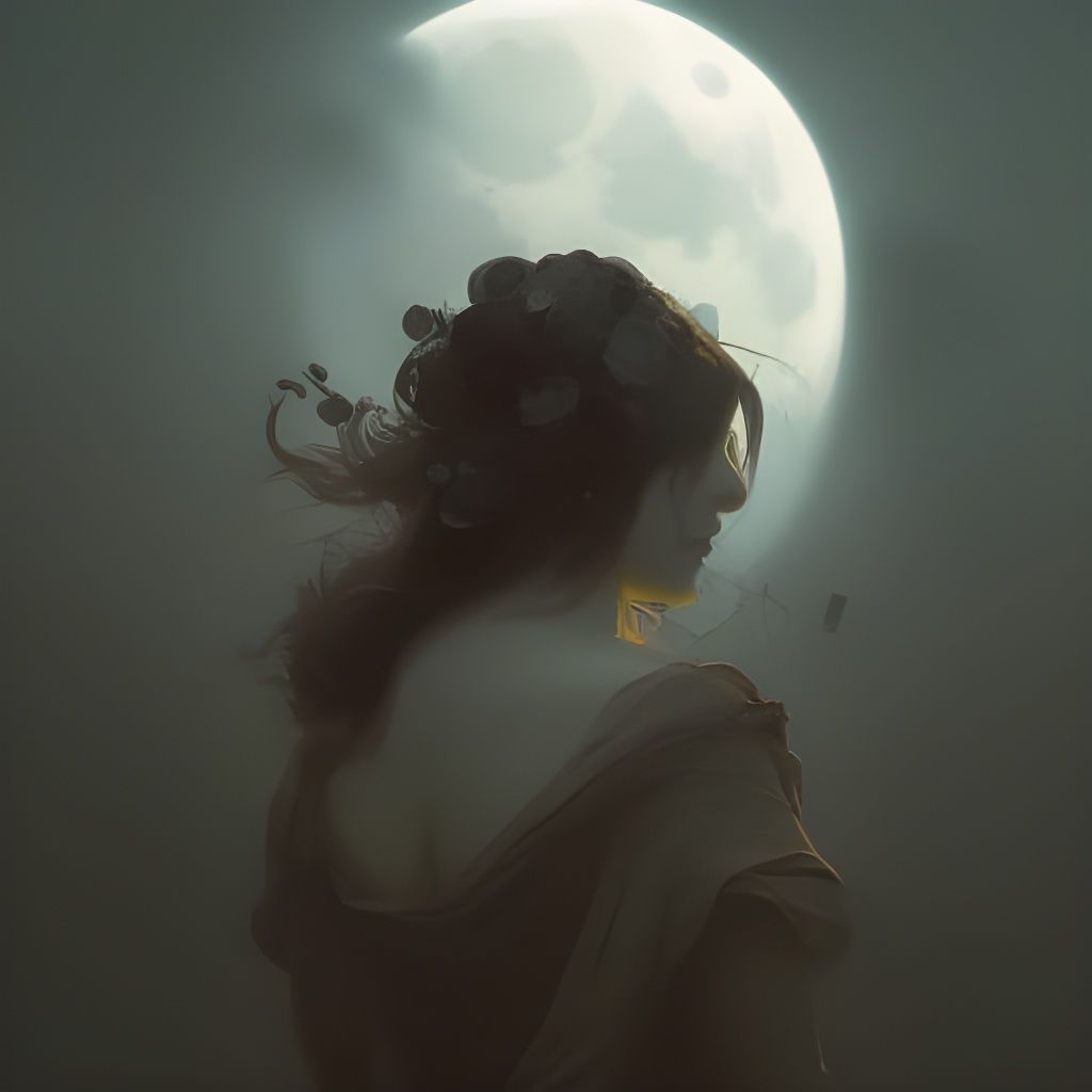 Eerie Cemetery Portrait with Moonlit Wisps