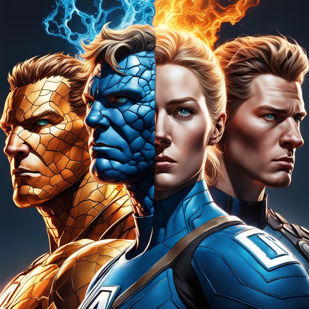 Hyperrealistic Fantastic Four Splash Art