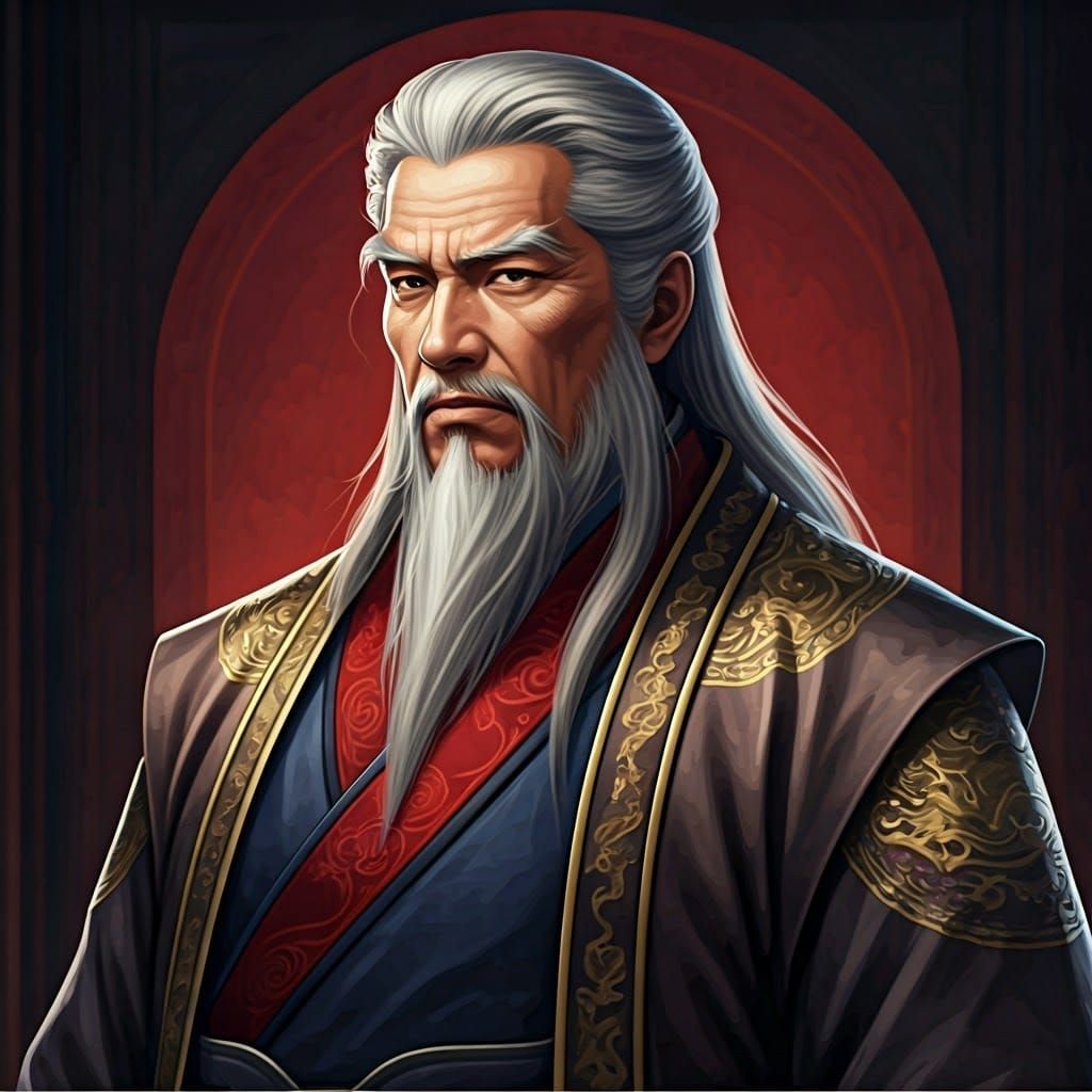 Confident Zhuge Liang in Traditional Chinese Attire with Mod...