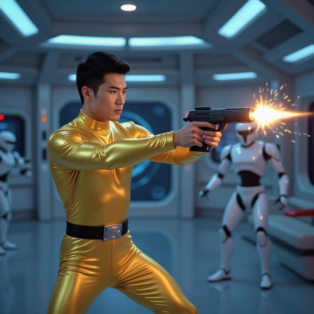 Asian Captain Defends Space Station from the Borg