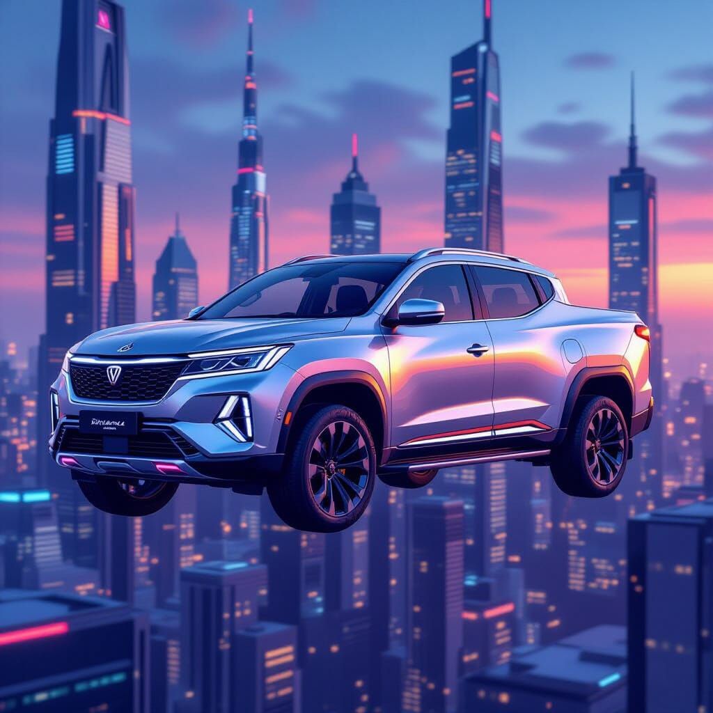 Rimac Navara Vehicle Hovers Above Futuristic City