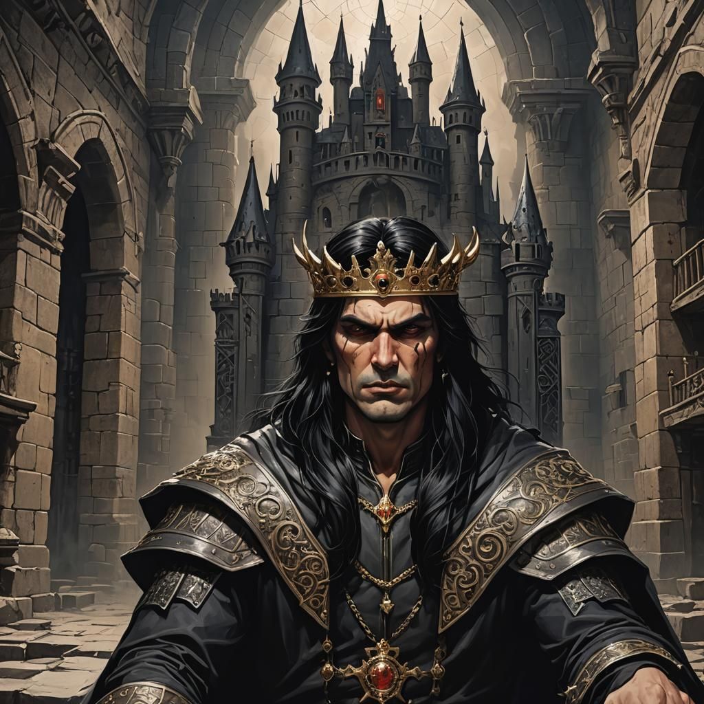 Demonic Black-Haired King in Dark Castle