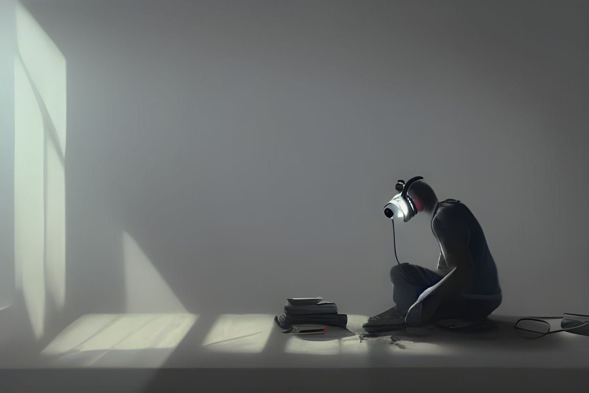 Figure in Dark Bedroom: Hyperdetailed Concept Art