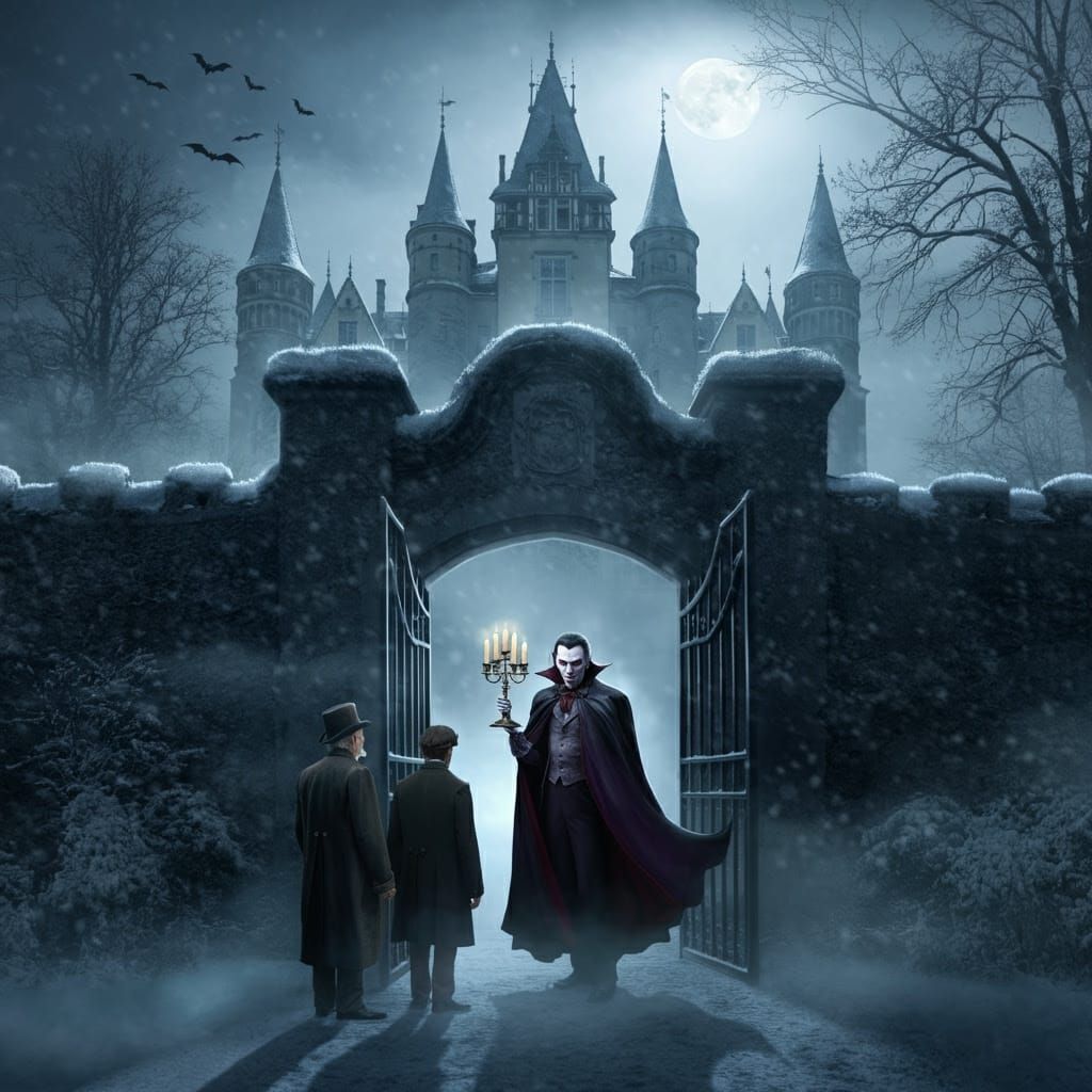 Gothic Castle Under the Watchful Moon