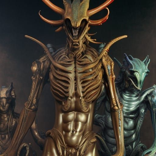 Ancient Porcelain Xenomorphs Control Glitter Statues