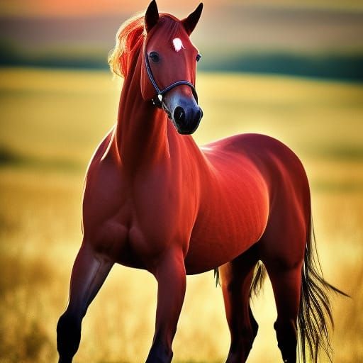 Majestic Red Horse Captured with Bokeh