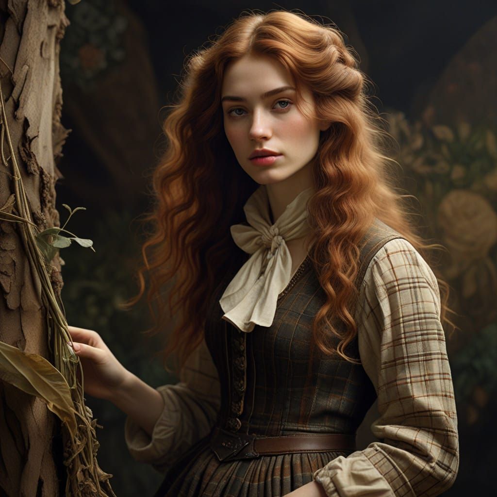 Cowgirl Portrait in Pre-Raphaelite Style