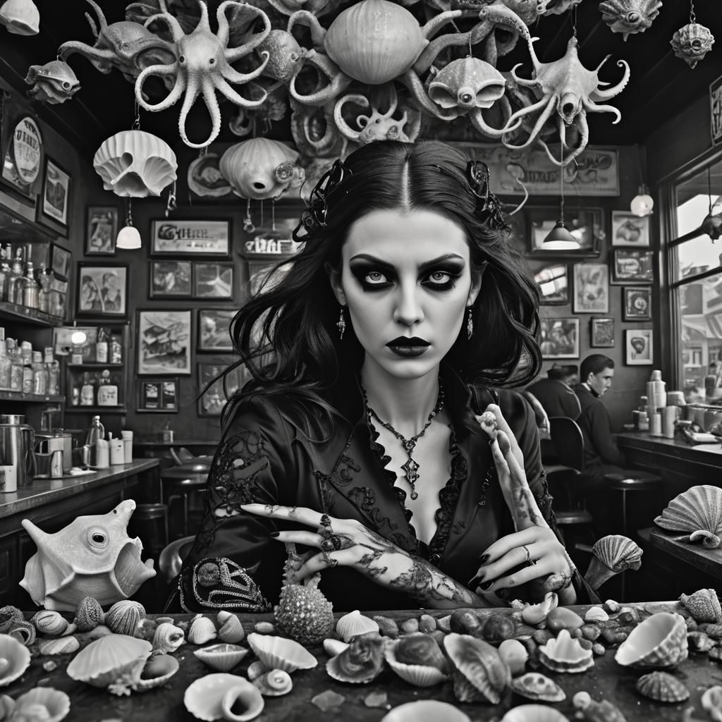 Goth Model in Black and White Photography