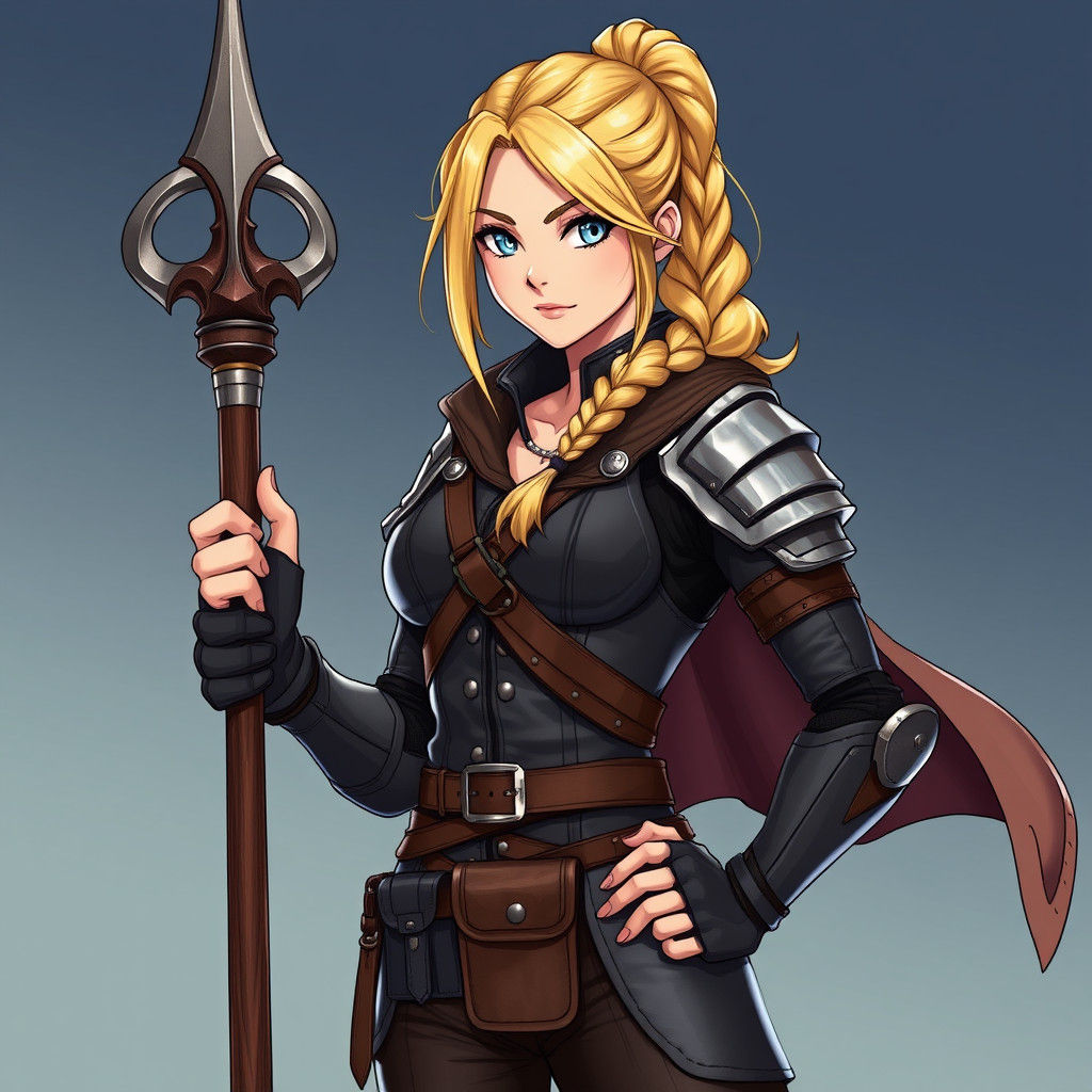 Epic Anime Warrior Woman in Chic Cyberpunk Armor