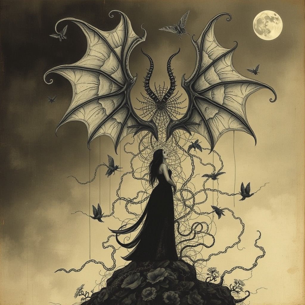 Surreal Demon Gathering: A Detailed Illustration