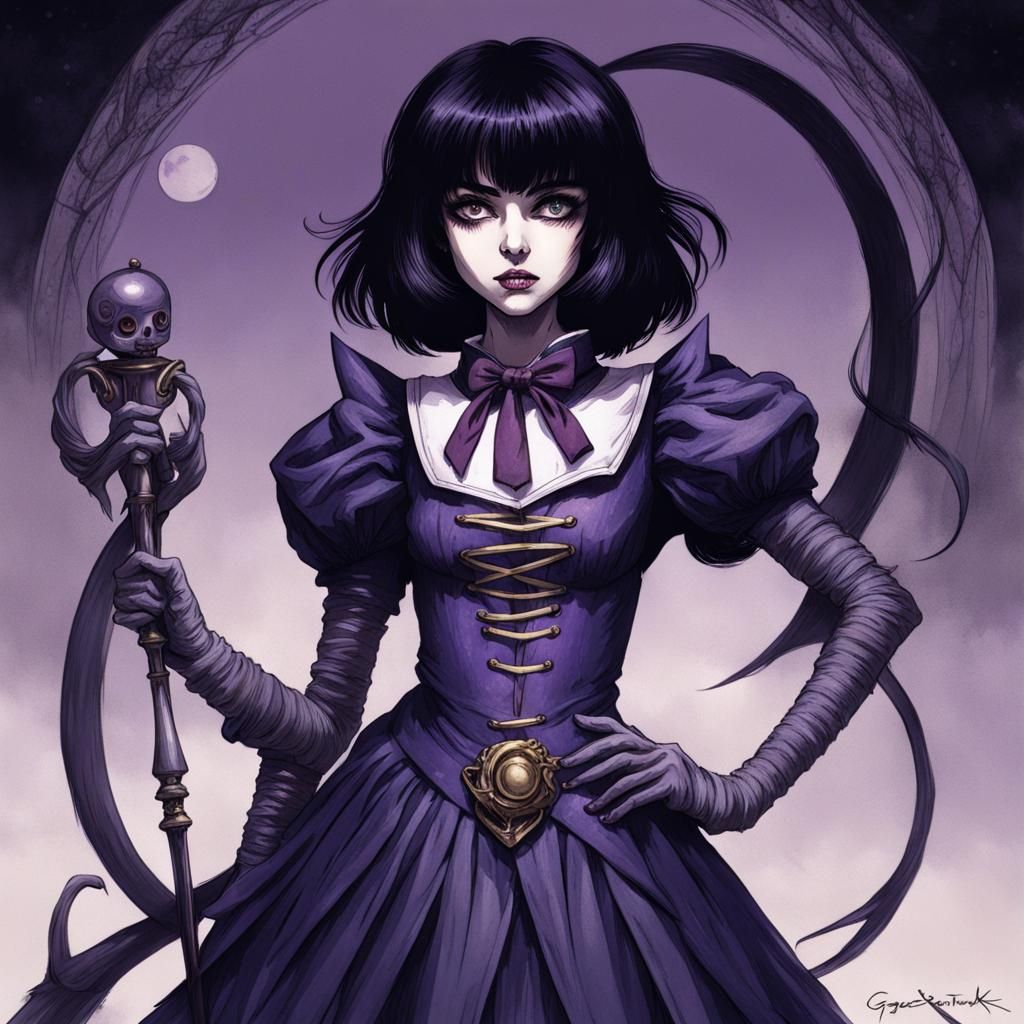 Sailor Saturn as a Tim Burton character