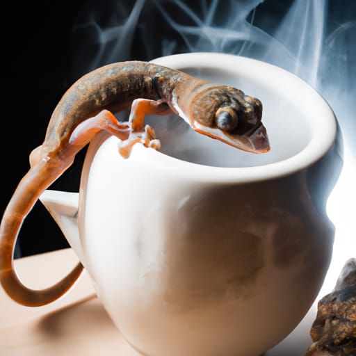 Gecko Enjoys Coffee