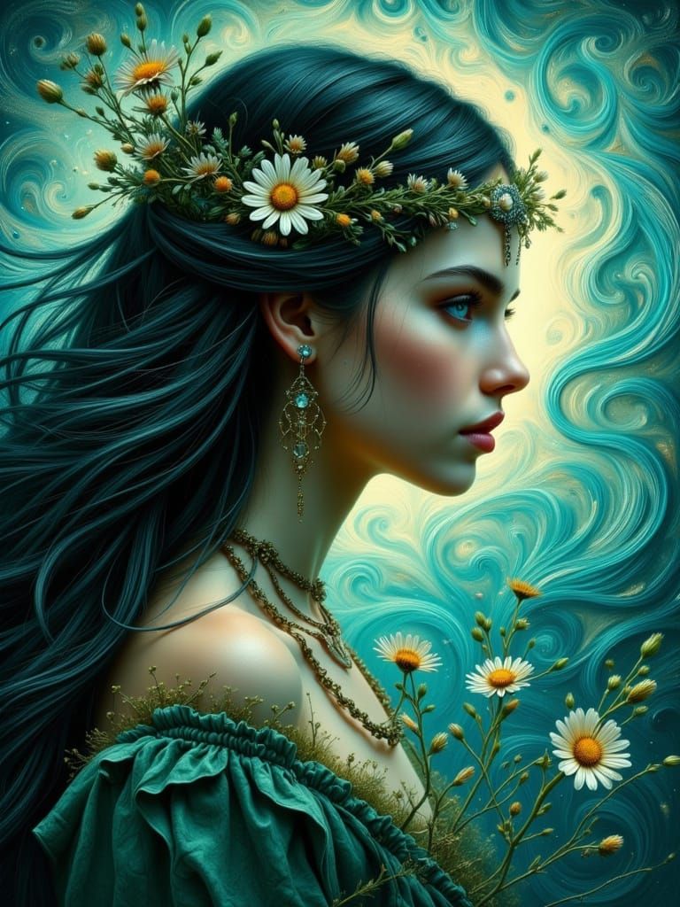 Ukrainian Shamaness in Cosmic Dreamscape