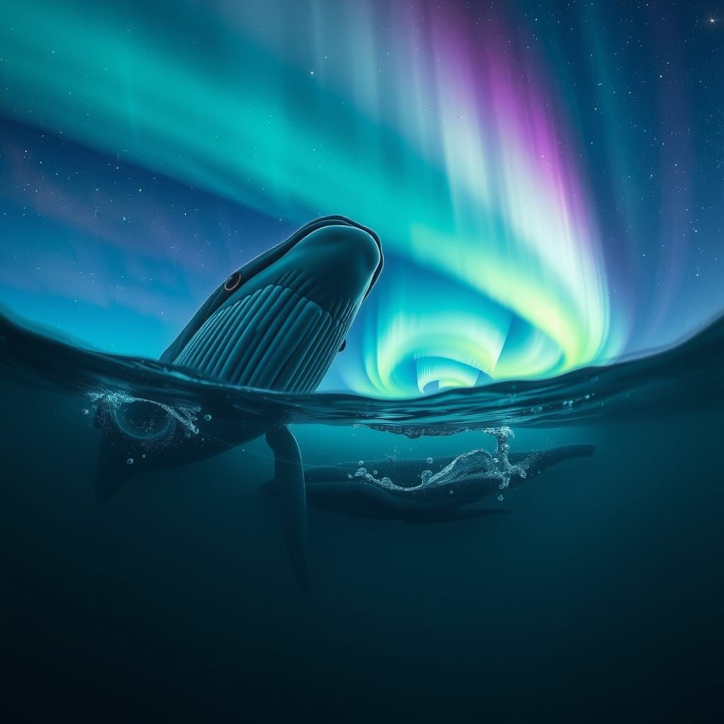 A beautiful humpback whales going between worlds. A magnific...