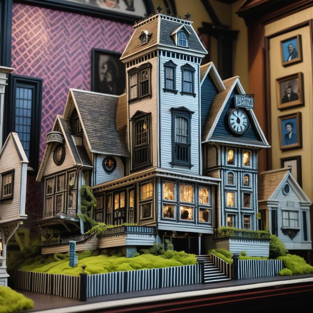 Intricately Detailed Beetlejuice Movie House Dollhouse