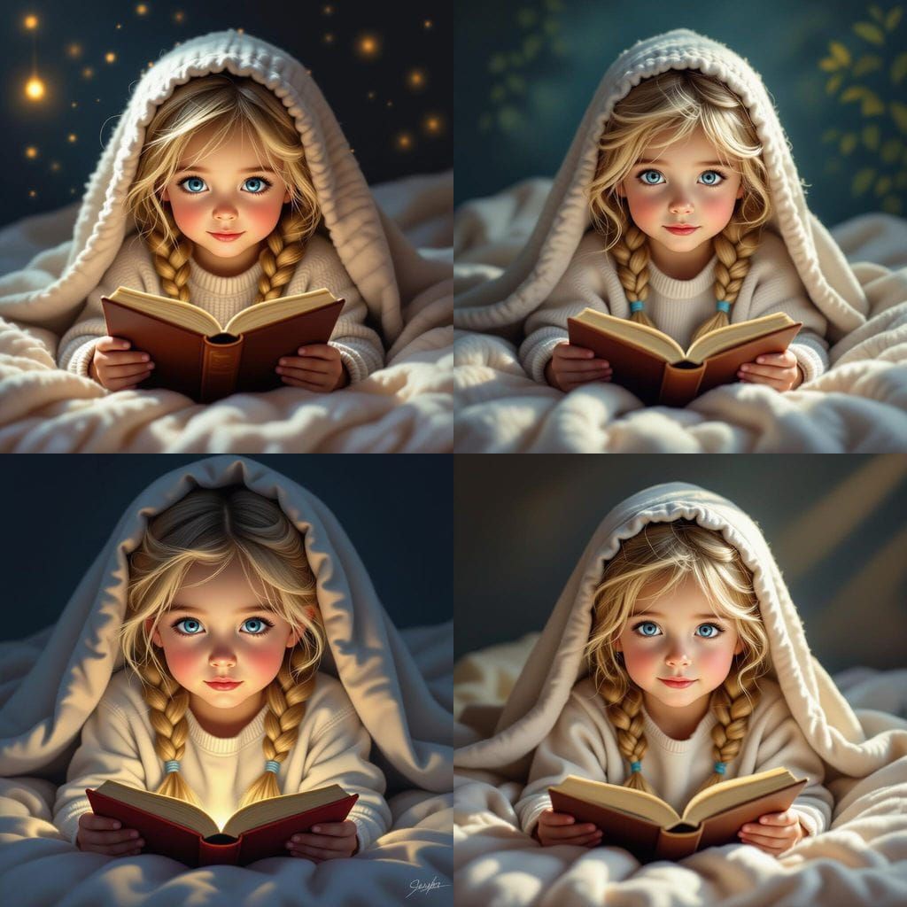 Girl Reading Book: Airbrush Painting with Soft Lighting